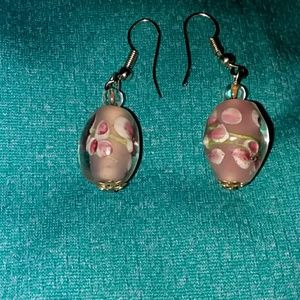 Beaded rose earrings